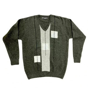 Oxford Brand 100% Lambswool Sweater Green Argyle Green Size 44 Men’s Large